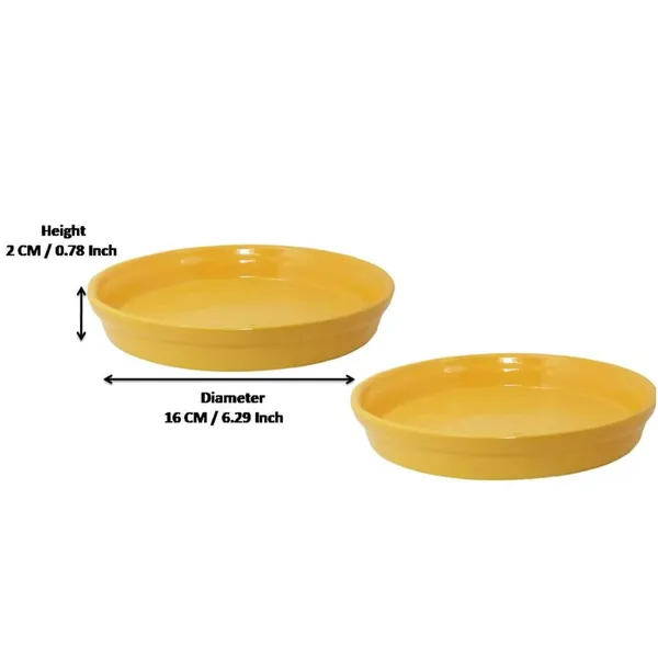 Plate_Tray_(Set_Of_Two)_For_Ceramic_Pots_For_Indoor_Plants,Planters,Flower_Pots,Gamla_(D:_16_Cm,_H:_2_Cm)_(Color:Yellow)