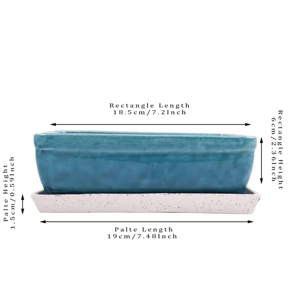 Rectangle_With_Plate_Tray_Ceramic_Pots_For_Indoor_Plants,Planters,Flower_Pots,Gamla_For_Indoor,Outdoor,Succulent_Pot.(Color:_Turguoise,Plate:White)