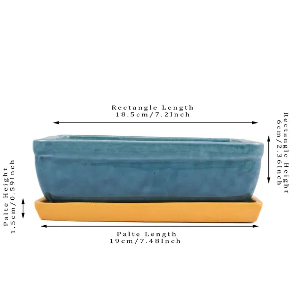 Rectangle_With_Plate_Tray_Ceramic_Pots_For_Indoor_Plants,Planters,Flower_Pots,Gamla_For_Indoor,Outdoor,Succulent_Pot.(Color:_Turguoise,Plate:Hp_Yellow)