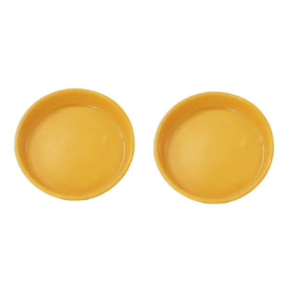 Plate_Tray_(Set_Of_Two)_For_Ceramic_Pots_For_Indoor_Plants,Planters,Flower_Pots,Gamla_(D:_10_Cm,_H:_1.5_Cm)_(Color:Yellow)