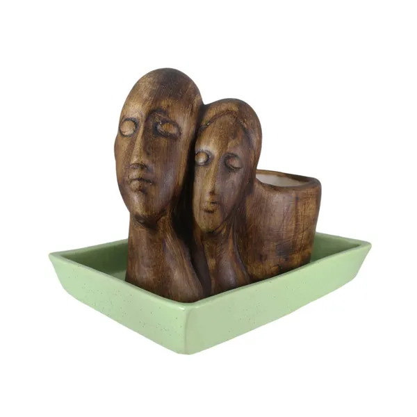 Couple_Wtih_Tray_Plate_Ceramic_Pots_For_Indoor_Plants,Planters,Flower_Pots,Gamla_For_Indoor,Outdoor,Succulent_Pot(Color:Multicolor)
