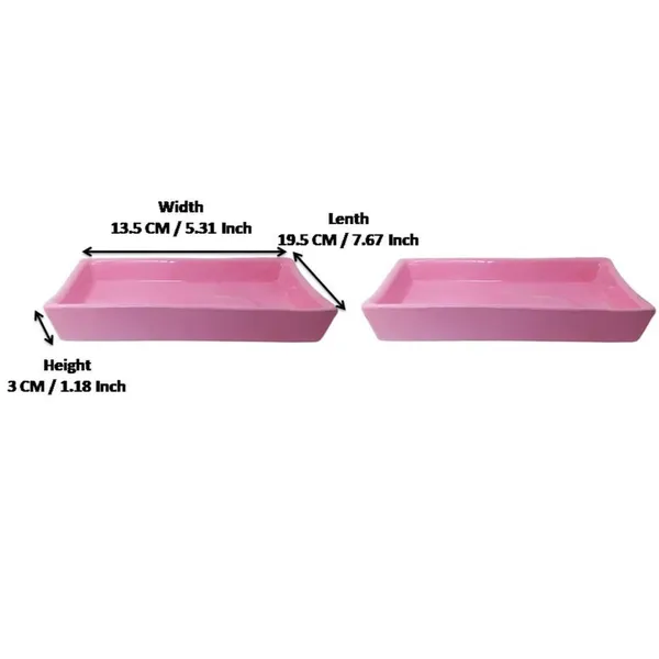 Plate_Tray_(Set_Of_Two)_Ceramic_Pots_For_Indoor_Plants,Planters,Flower_Pots,Gamla_For_Indoor,Outdoor,Succulent_Pot.(L:_19.5_Cm,_W:_13.5_Cm,_H:_3_Cm)_(Color:Pink)_()