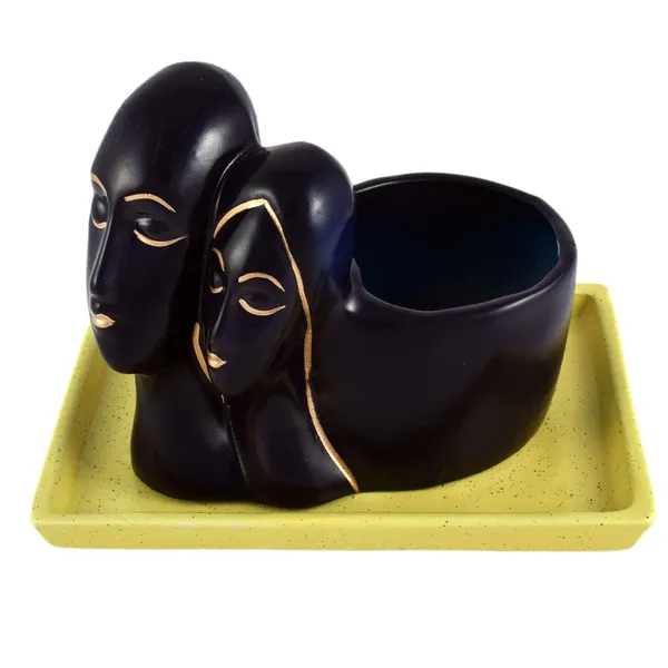 Couple_With_Tray_Plate_Ceramic_For_Indoor_Plants,Planters,Flower,Gamla_For_Indoor,Outdoor,Succulent_Pot.Anniversary_Valentines_Gift_For_Love(Hp_Blue,Plate:Yellow)_Rec003