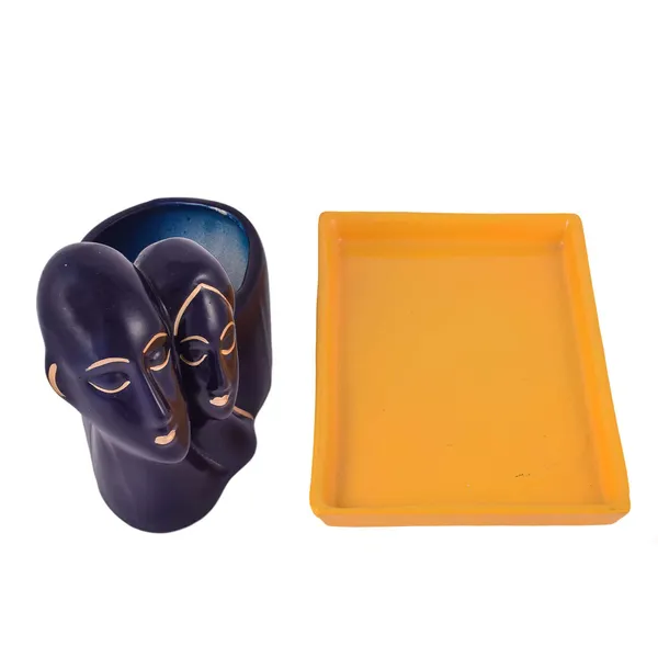 Couple_With_Tray_Plate_Ceramic_For_Indoor_Plants,Planters,Flower,Gamla_For_Indoor,Outdoor,Succulent_Pot.Anniversary_Valentines_Gift_For_Love(Hp_Blue,Plate:Hp_Yellow)Rec003