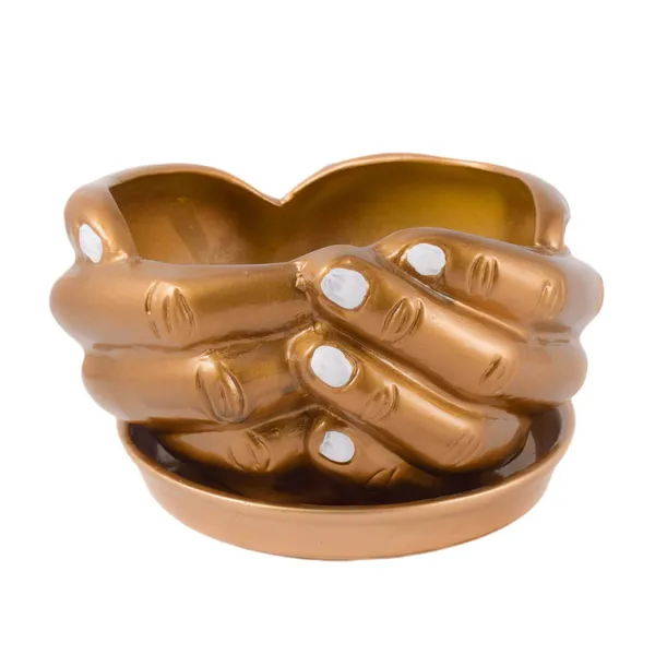 Hand_With_Tray_Plate_Ceramic_Pots_For_Indoor_Plants,Planters,Flower_Pots,Gamla,Outdoor,Succulent(Color:Golden,_Plate:Golden)_Cir001