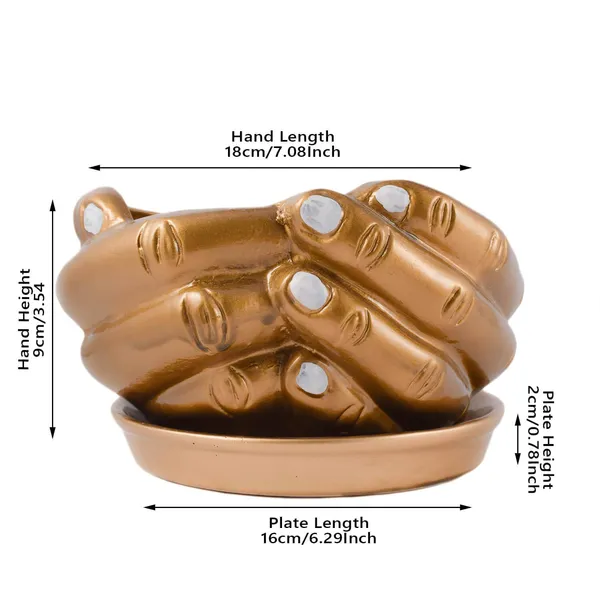 Hand_With_Tray_Plate_Ceramic_Pots_For_Indoor_Plants,Planters,Flower_Pots,Gamla,Outdoor,Succulent(Color:Golden,_Plate:Golden)_Cir001