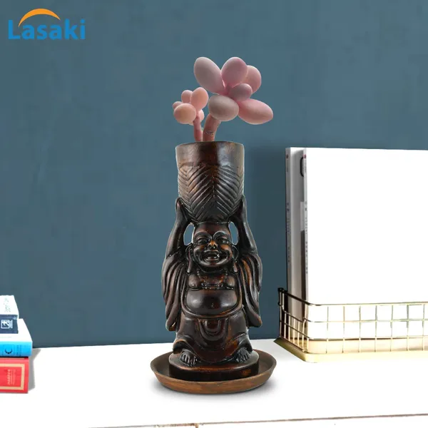Laughing_Buddha_Antique_Ceramic_Pot_With_Antique_Saucer_For_Indoor_Plants_Living_Room_Interior_Pot_Plant_Home_Décor_Planter_(Cir002)