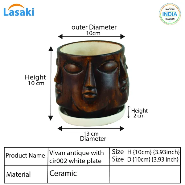 Human_Multi-Face_Antique_Ceramic_Pot_With_White_Saucer_For_Indoor_Plants_Living_Room_Interior_Pots_Plant_Home_Garden_Office_Décor_Gamla_Succulent_Cactus_Planter_(Cir003)