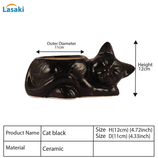 Cat_Animal_Ceramic_Pot_For_Indoor_Plants_Planters_Flower_Pots_Gamla_Indoor_Or_Outdoor_Balcony_Home_Garden_Office_Decor_&_Succulent_Pots_(Dia:_11,_H:12_Cm)(Black)