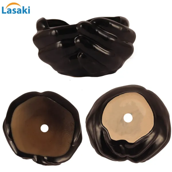 Hand_Ceramic_Pots_For_Indoor_Plants,_Planters,_Flower_Pot_Living_Room_Home_Decor_Office_Tabletop_Desk_Garden_(Color:_Black)