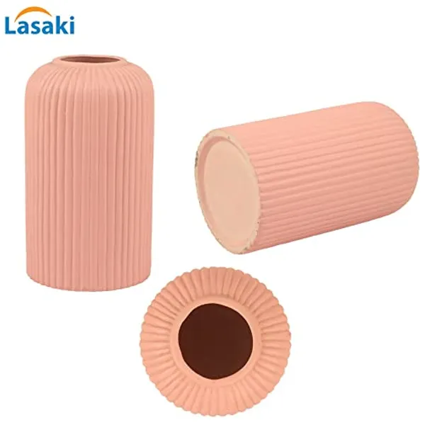 Evelyn_Small_Pink_Ceramic_Flower_Vase_For_Living_Room,_Bedroom,_Dining_Table,_Home_Decoration_(H_-_15.5_X_D_-_8_Cm,_Pink)
