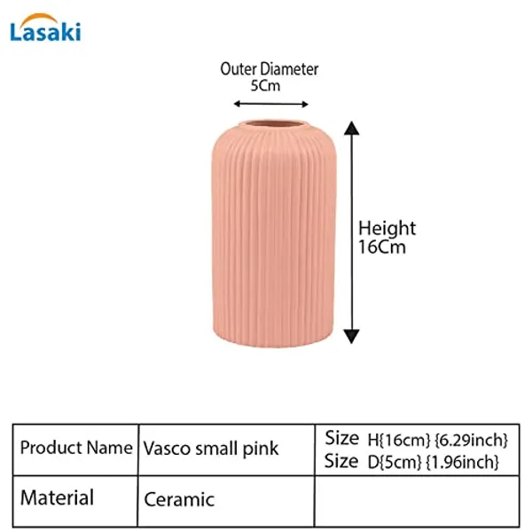 Evelyn_Small_Pink_Ceramic_Flower_Vase_For_Living_Room,_Bedroom,_Dining_Table,_Home_Decoration_(H_-_15.5_X_D_-_8_Cm,_Pink)