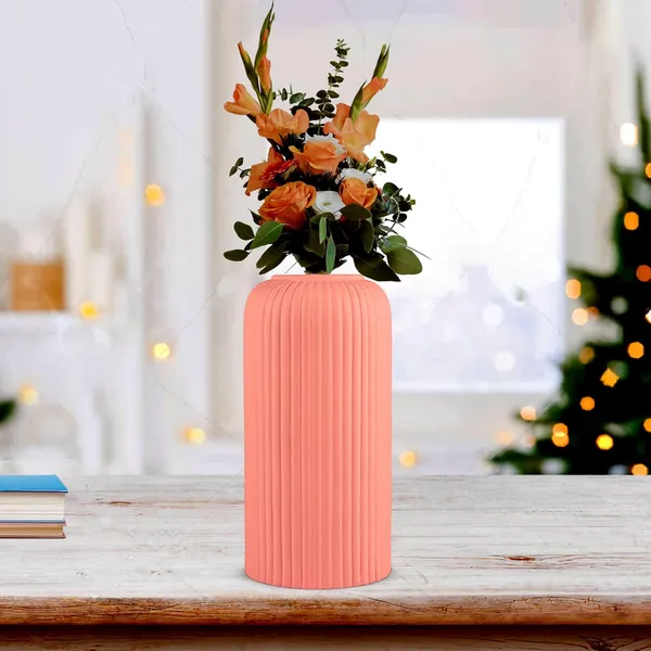 Evelyn_Medium_Pink_Ceramic_Flower_Vase_For_Living_Room,_Bedroom,_Dining_Table,_Home_Decoration_(H_-_20.5_X_D_-_9_Cm,_Pink)