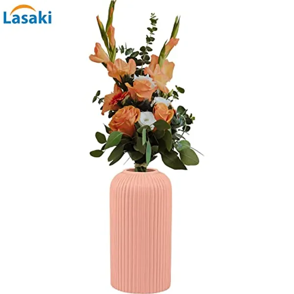 Evelyn_Medium_Pink_Ceramic_Flower_Vase_For_Living_Room,_Bedroom,_Dining_Table,_Home_Decoration_(H_-_20.5_X_D_-_9_Cm,_Pink)