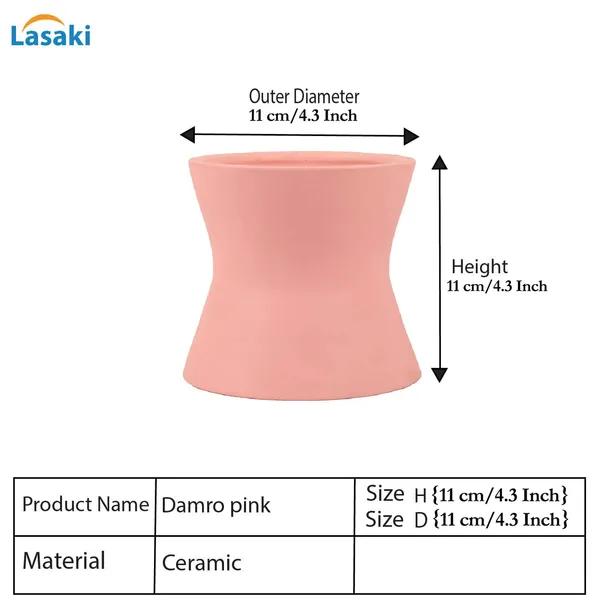 Damru_Pink_Ceramic_Pots_For_Indoor_Plants,_Planters,_Flower,_Pots,_Gamla,_Outdoor,_Balcony,_Home,_Garden,_Office_Decor,_Succulent_Pot(H_-_11_X_D_-_11_Cm)