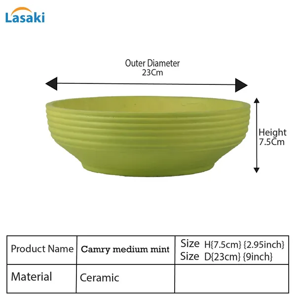 Camry_Medium_Mint_Ceramic_Pots_For_Indoor_Plants,_Planters,_Flower,_Pots,_Gamla,_Outdoor,_Balcony,_Home,_Garden,_Office_Decor,_Succulent,Bonsai(D_-_23_X_H_-_7.5_Cm)