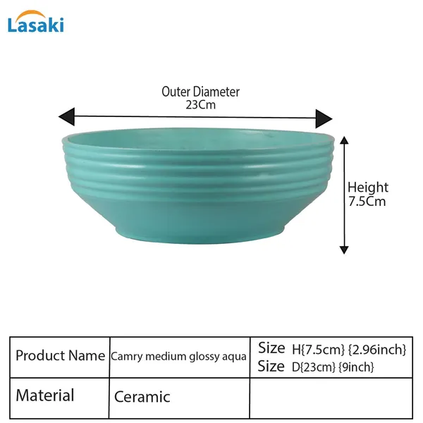 Camry_Medium_Aqua_Ceramic_Pots_For_Indoor_Plants,_Planters,_Flower,_Pots,_Gamla,_Outdoor,_Balcony,_Home,_Garden,_Office_Decor,_Succulent,Bonsai(D_-_23_X_H_-_7.5_Cm)