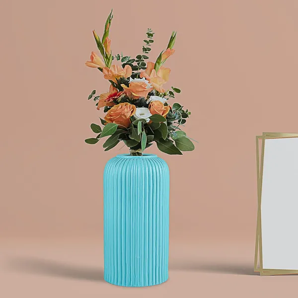 Evelyn_Small_Aqua_Ceramic_Flower_Vase_For_Living_Room,_Bedroom,_Dining_Table,_Home_Decoration_(H_-_15.5_X_D_-_8_Cm,_Aqua)