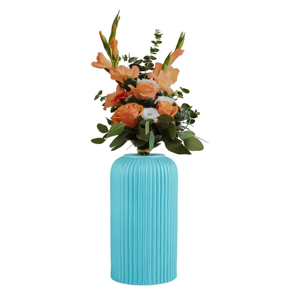 Evelyn_Small_Aqua_Ceramic_Flower_Vase_For_Living_Room,_Bedroom,_Dining_Table,_Home_Decoration_(H_-_15.5_X_D_-_8_Cm,_Aqua)