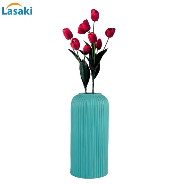 Evelyn_Medium_Aqua_Ceramic_Flower_Vase_For_Living_Room,_Bedroom,_Dining_Table,_Home_Decoration_(H_-_20.5_X_D_-_9_Cm,_Aqua)