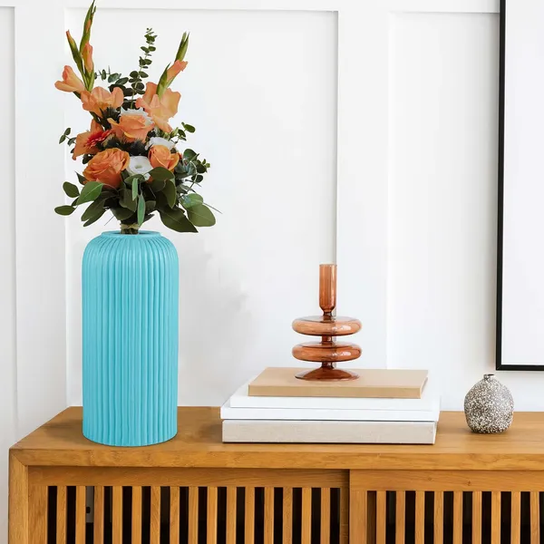 Evelyn_Big_Aqua_Ceramic_Flower_Vase_For_Living_Room,_Bedroom,_Dining_Table,_Home_Decoration_(H_-_26.5_X_D_-_10_Cm,_Aqua)