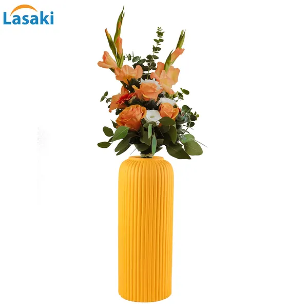 Evelyn_Big_Saffron_Ceramic_Flower_Vase_For_Living_Room,_Bedroom,_Dining_Table,_Home_Decoration_(H_-_26.5_X_D_-_10_Cm,_Saffron)