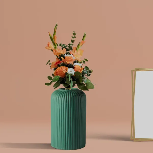 Evelyn_Small_Deep_Jungle_Ceramic_Flower_Vase_For_Living_Room,_Bedroom,_Dining_Table,_Home_Decoration_(H_-_15.5_X_D_-_8_Cm,_Deep_Jungle)_,_Green