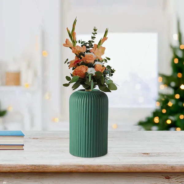 Evelyn_Small_Deep_Jungle_Ceramic_Flower_Vase_For_Living_Room,_Bedroom,_Dining_Table,_Home_Decoration_(H_-_15.5_X_D_-_8_Cm,_Deep_Jungle)_,_Green