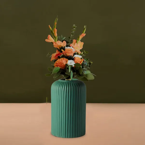 Evelyn_Small_Deep_Jungle_Ceramic_Flower_Vase_For_Living_Room,_Bedroom,_Dining_Table,_Home_Decoration_(H_-_15.5_X_D_-_8_Cm,_Deep_Jungle)_,_Green
