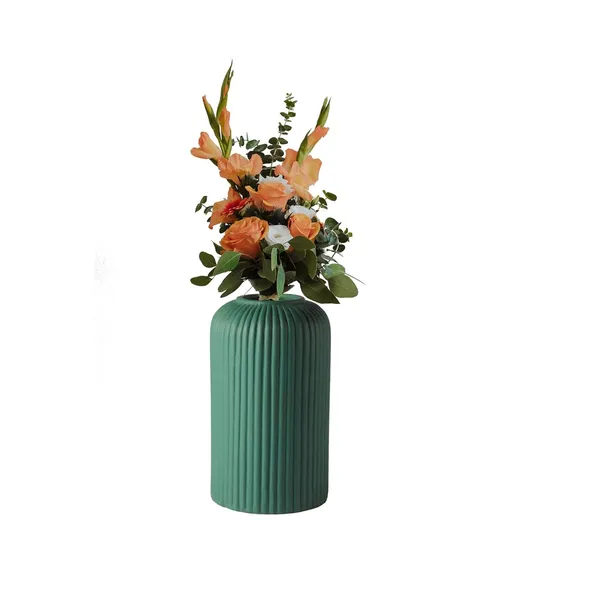 Evelyn_Small_Deep_Jungle_Ceramic_Flower_Vase_For_Living_Room,_Bedroom,_Dining_Table,_Home_Decoration_(H_-_15.5_X_D_-_8_Cm,_Deep_Jungle)_,_Green