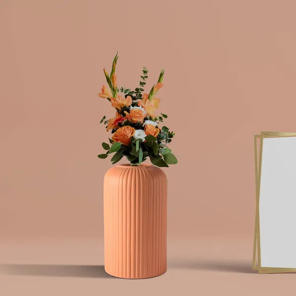 Evelyn_Small_Ginger_Ceramic_Flower_Vase_For_Living_Room,_Bedroom,_Dining_Table,_Home_Decoration_(H_-_15.5_X_D_-_8_Cm,_Ginger)