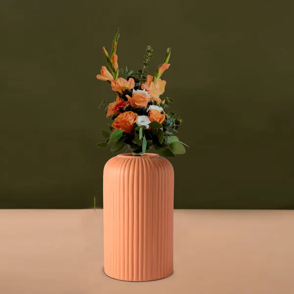 Evelyn_Small_Ginger_Ceramic_Flower_Vase_For_Living_Room,_Bedroom,_Dining_Table,_Home_Decoration_(H_-_15.5_X_D_-_8_Cm,_Ginger)