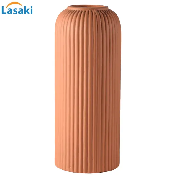Evelyn_Big_Ginger_Ceramic_Flower_Vase_For_Living_Room,_Bedroom,_Dining_Table,_Home_Decoration_(H_-_26.5_X_D_-_10_Cm,_Ginger)