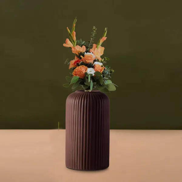 Evelyn_Small_Truffle_Ceramic_Flower_Vase_For_Living_Room,_Bedroom,_Dining_Table,_Home_Decoration_(H_-_15.5_X_D_-_8_Cm,_Truffle)