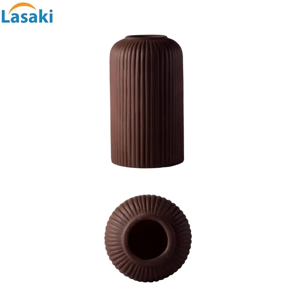 Evelyn_Small_Truffle_Ceramic_Flower_Vase_For_Living_Room,_Bedroom,_Dining_Table,_Home_Decoration_(H_-_15.5_X_D_-_8_Cm,_Truffle)