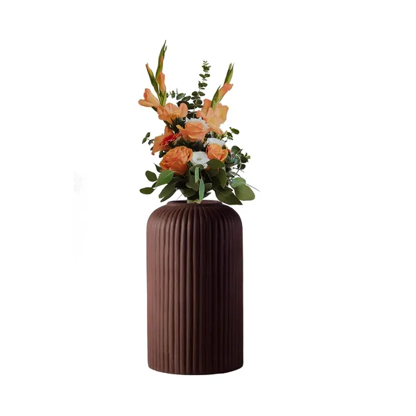 Evelyn_Small_Truffle_Ceramic_Flower_Vase_For_Living_Room,_Bedroom,_Dining_Table,_Home_Decoration_(H_-_15.5_X_D_-_8_Cm,_Truffle)
