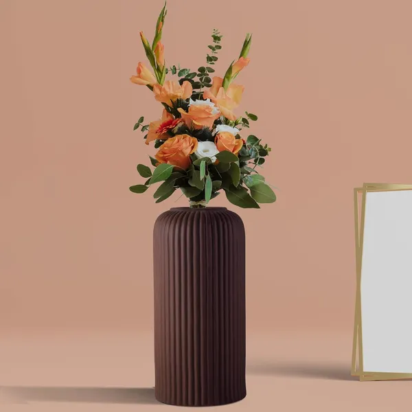 Evelyn_Medium_Truffle_Ceramic_Flower_Vase_For_Living_Room,_Bedroom,_Dining_Table,_Home_Decoration_(H_-_20.5_X_D_-_9_Cm,_Truffle)