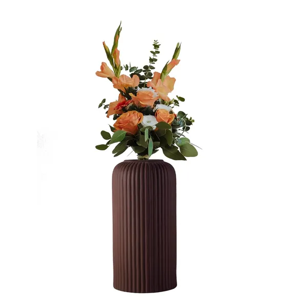 Evelyn_Medium_Truffle_Ceramic_Flower_Vase_For_Living_Room,_Bedroom,_Dining_Table,_Home_Decoration_(H_-_20.5_X_D_-_9_Cm,_Truffle)