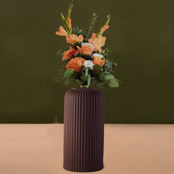 Evelyn_Medium_Truffle_Ceramic_Flower_Vase_For_Living_Room,_Bedroom,_Dining_Table,_Home_Decoration_(H_-_20.5_X_D_-_9_Cm,_Truffle)