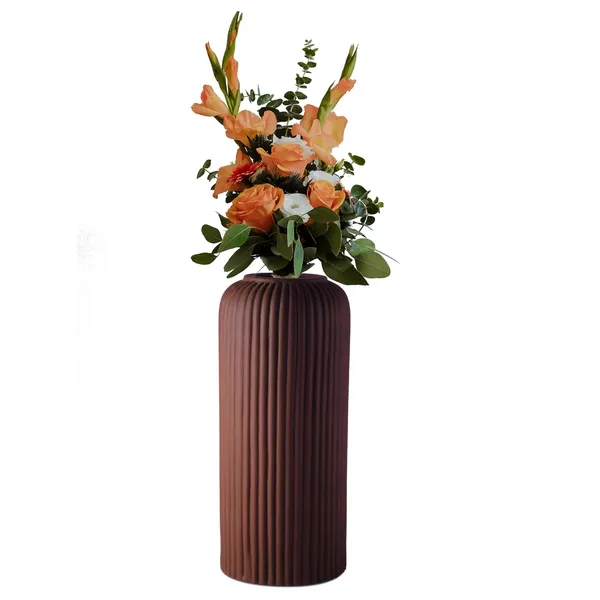 Evelyn_Big_Truffle_Ceramic_Flower_Vase_For_Living_Room,_Bedroom,_Dining_Table,_Home_Decoration_(H_-_26.5_X_D_-_10_Cm,_Truffle)