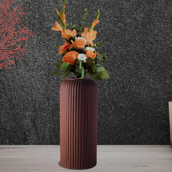 Evelyn_Big_Truffle_Ceramic_Flower_Vase_For_Living_Room,_Bedroom,_Dining_Table,_Home_Decoration_(H_-_26.5_X_D_-_10_Cm,_Truffle)
