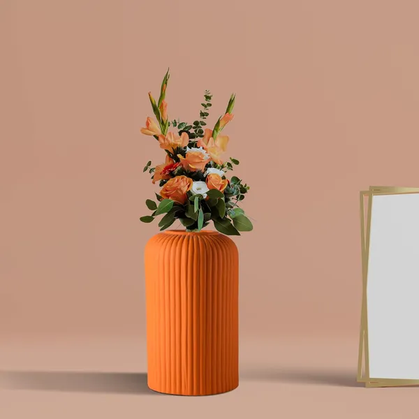 Evelyn_Small_Lily_Ceramic_Flower_Vase_For_Living_Room,_Bedroom,_Dining_Table,_Home_Decoration_(H_-_15.5_X_D_-_8_Cm,_Lily)