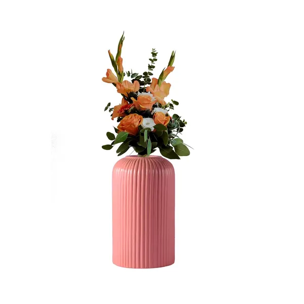 Evelyn_Small_Pink_Ceramic_Flower_Vase_For_Living_Room,_Bedroom,_Dining_Table,_Home_Decoration_(H_-_15.5_X_D_-_8_Cm,_Pink)