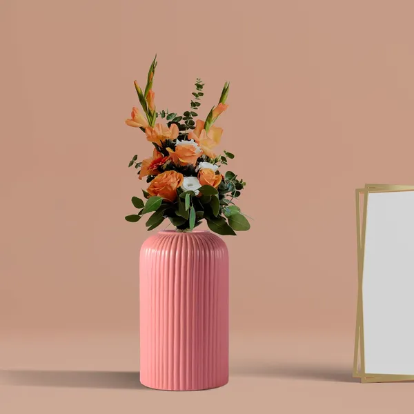 Evelyn_Small_Pink_Ceramic_Flower_Vase_For_Living_Room,_Bedroom,_Dining_Table,_Home_Decoration_(H_-_15.5_X_D_-_8_Cm,_Pink)