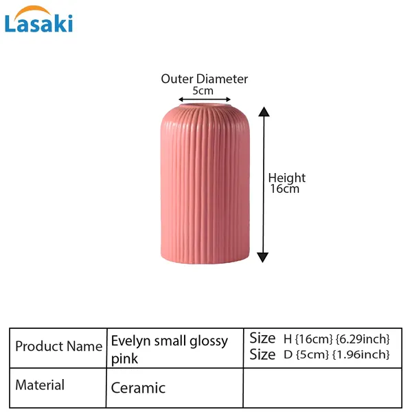 Evelyn_Small_Pink_Ceramic_Flower_Vase_For_Living_Room,_Bedroom,_Dining_Table,_Home_Decoration_(H_-_15.5_X_D_-_8_Cm,_Pink)