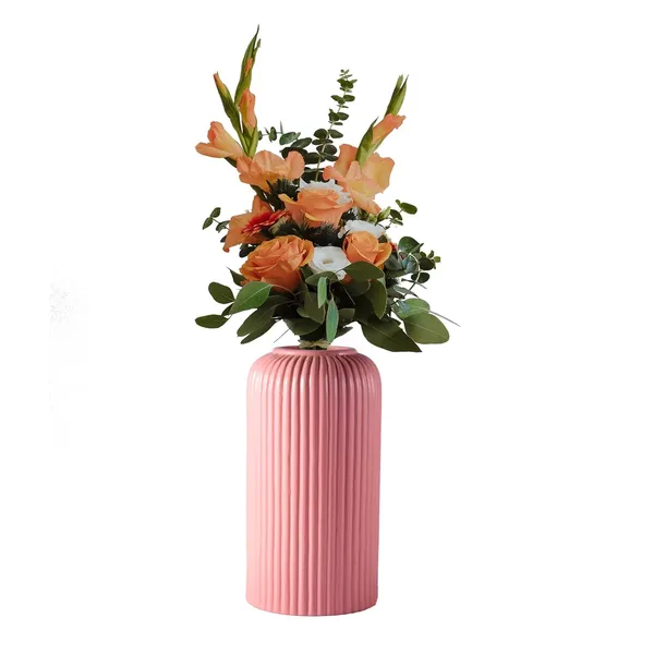 Evelyn_Medium_Pink_Ceramic_Flower_Vase_For_Living_Room,_Bedroom,_Dining_Table,_Home_Decoration_(H_-_20.5_X_D_-_9_Cm,_Pink)