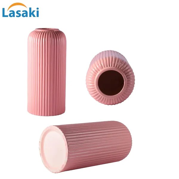 Evelyn_Medium_Pink_Ceramic_Flower_Vase_For_Living_Room,_Bedroom,_Dining_Table,_Home_Decoration_(H_-_20.5_X_D_-_9_Cm,_Pink)