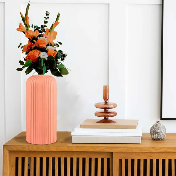 Evelyn_Big_Pink_Ceramic_Flower_Vase_For_Living_Room,_Bedroom,_Dining_Table,_Home_Decoration_(H_-_26.5_X_D_-_10_Cm,_Pink)