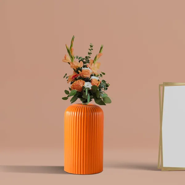Evelyn_Small_Lily_Ceramic_Flower_Vase_For_Living_Room,_Bedroom,_Dining_Table,_Home_Decoration_(H_-_15.5_X_D_-_8_Cm,_Lily)