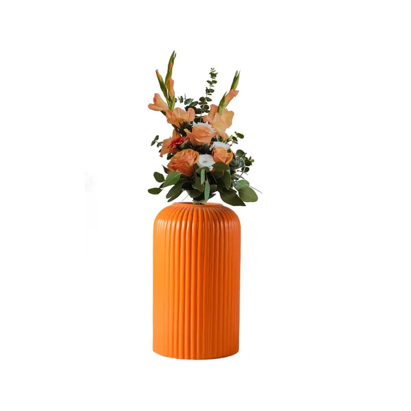 Evelyn_Small_Lily_Ceramic_Flower_Vase_For_Living_Room,_Bedroom,_Dining_Table,_Home_Decoration_(H_-_15.5_X_D_-_8_Cm,_Lily)